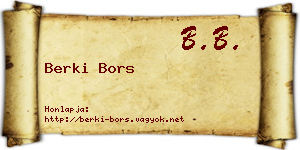 Berki Bors névjegykártya